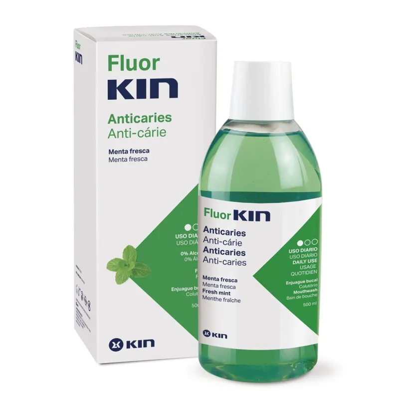 Flúor Kin colutorio diario anticaries 500ml + Pasta kin anticaries Gratis. Flúor Kin colutorio diario anticaries 500ml + Pasta kin anticaries Gratis.