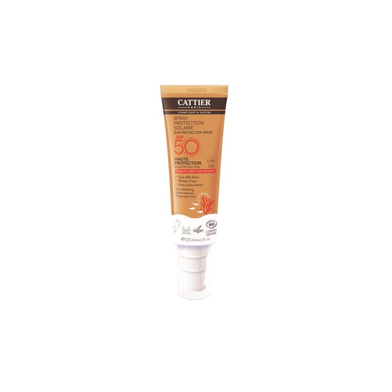 Cattier Spray protección solar cara&cuerpo SPF50, 125ml.