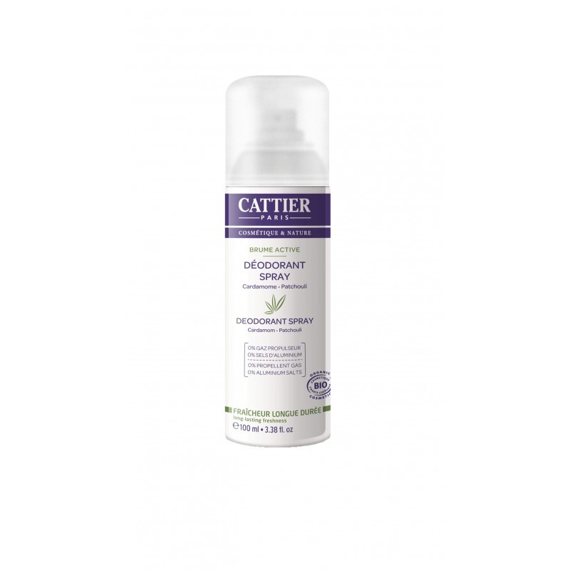 Cattier desodorante spray Brume Active, 100ml.