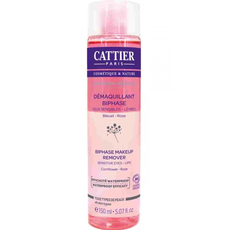 Cattier desmaquillador bifásico ojos y labios sensibles, 150ml.