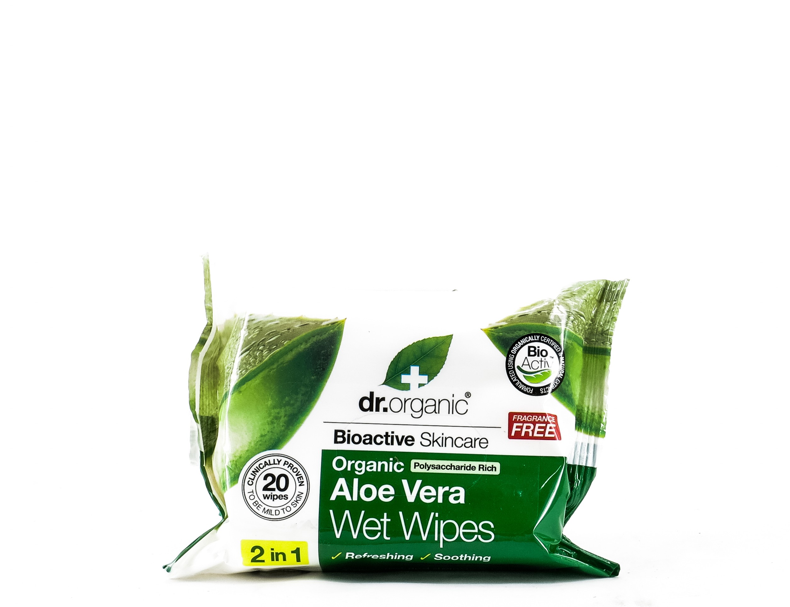 Dr Organic Toallitas húmeda de Aloe Vera, 20 toallitas.