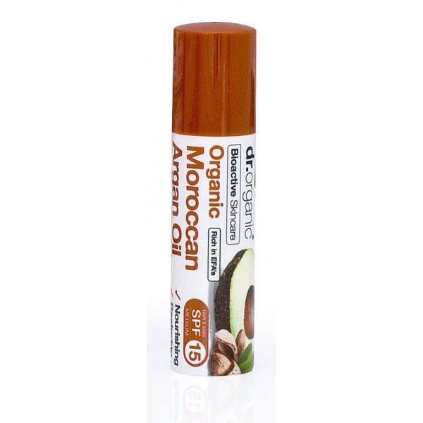 Dr Organic Bálsamo labial de Argán con aguacate y almendra, 5.7ml.