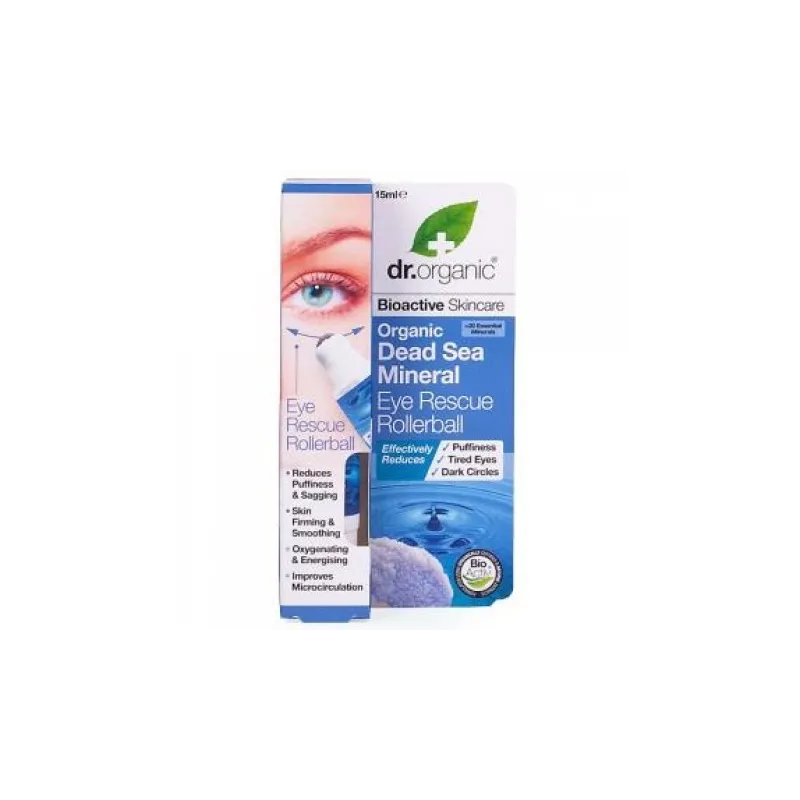 Dr Organic Contorno de ojos en roll-on minerales mar Muerto, 15ml.