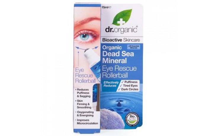 Dr Organic Contorno de ojos en roll-on minerales mar Muerto, 15ml.