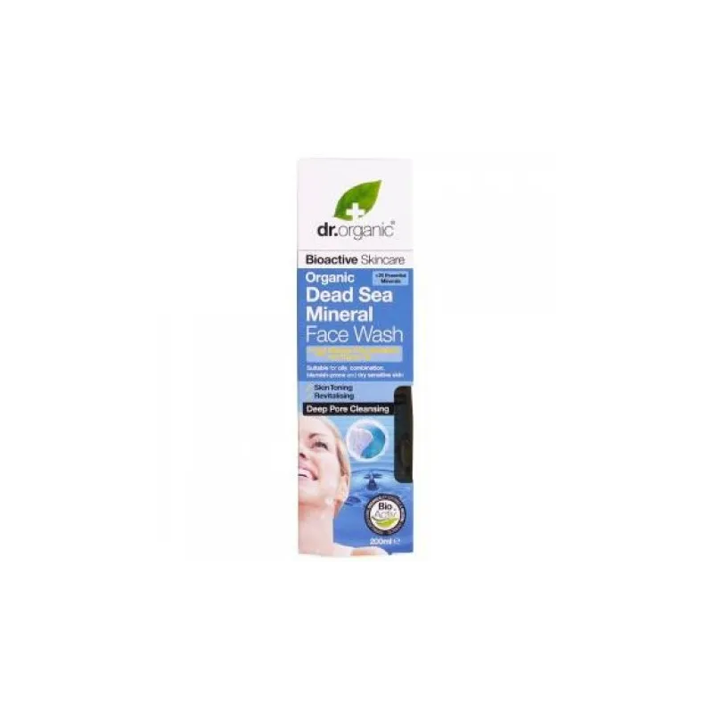 Dr Organic Limpiador facial de minerales del mar Muerto, 200ml.