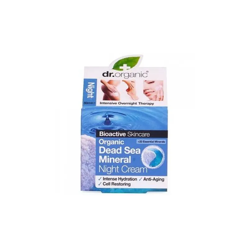 Dr Organic Crema de noche de minerales del mar Muerto, 50ml.