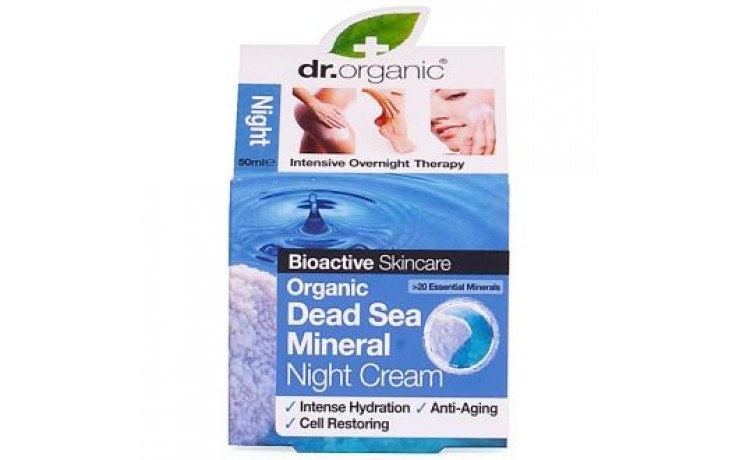 Dr Organic Crema de noche de minerales del mar Muerto, 50ml.
