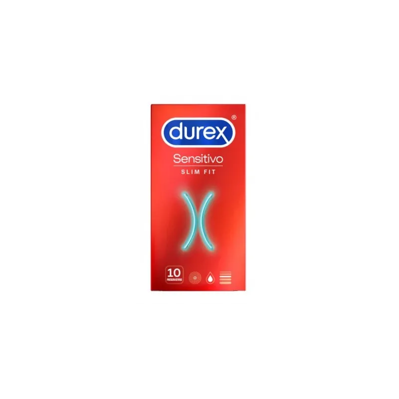 Durex Sensitivo Slim Fit, 10 Preservativos.