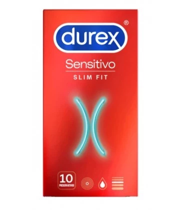 Durex Sensitivo Slim Fit, 10 Preservativos.