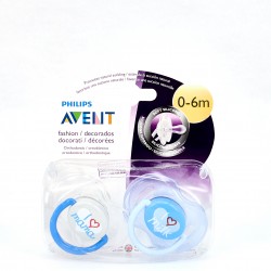 Avent Chupete I Love Mama Azul 06m, 2Uds.