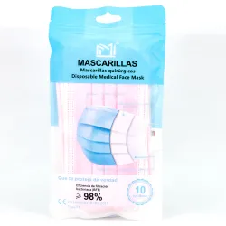 Mascarilla Quirúrgica Adulto Rosa, 10 Uds.