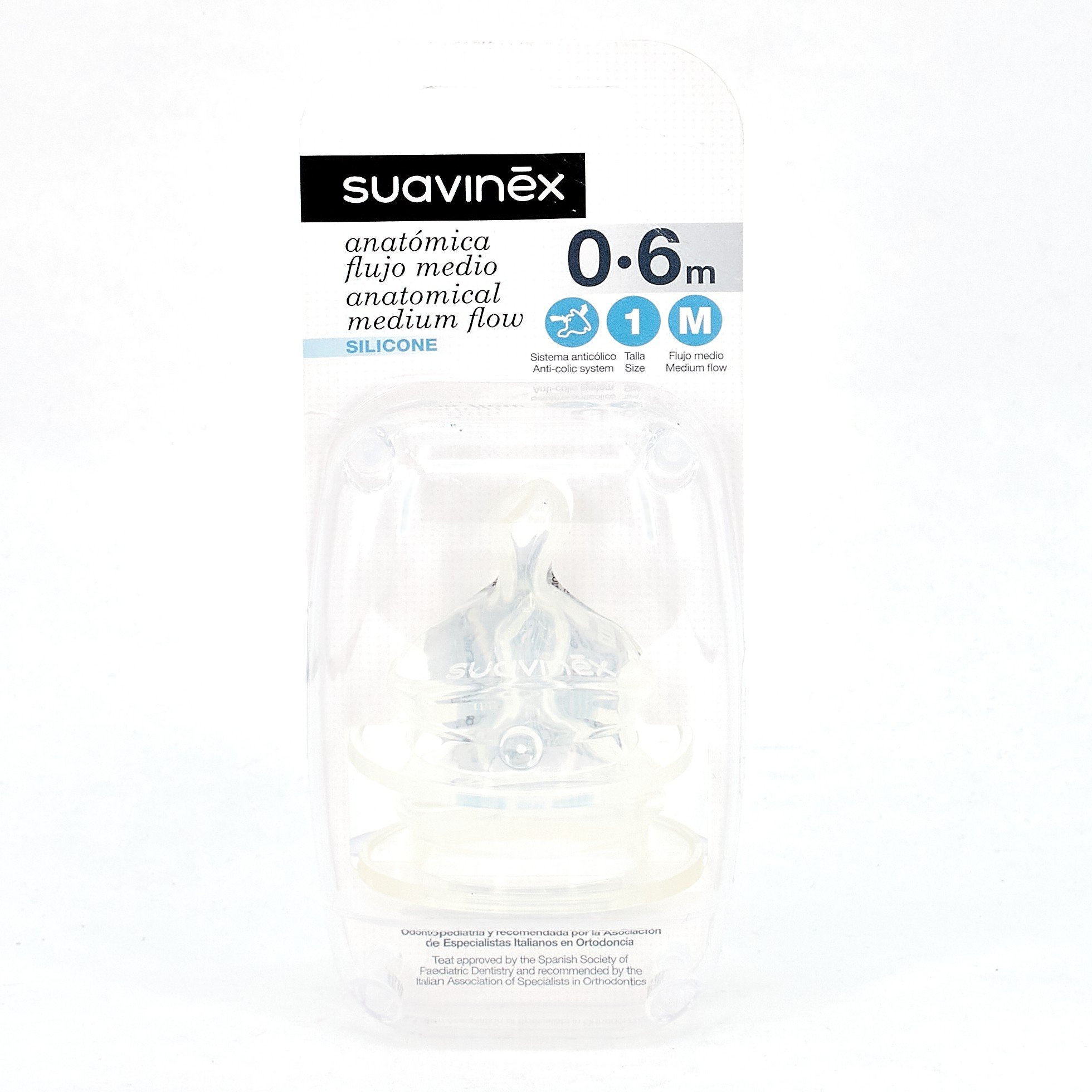 Suavinex Tetina Silicona Anatómica 0-6m T1M, 2 Uds.