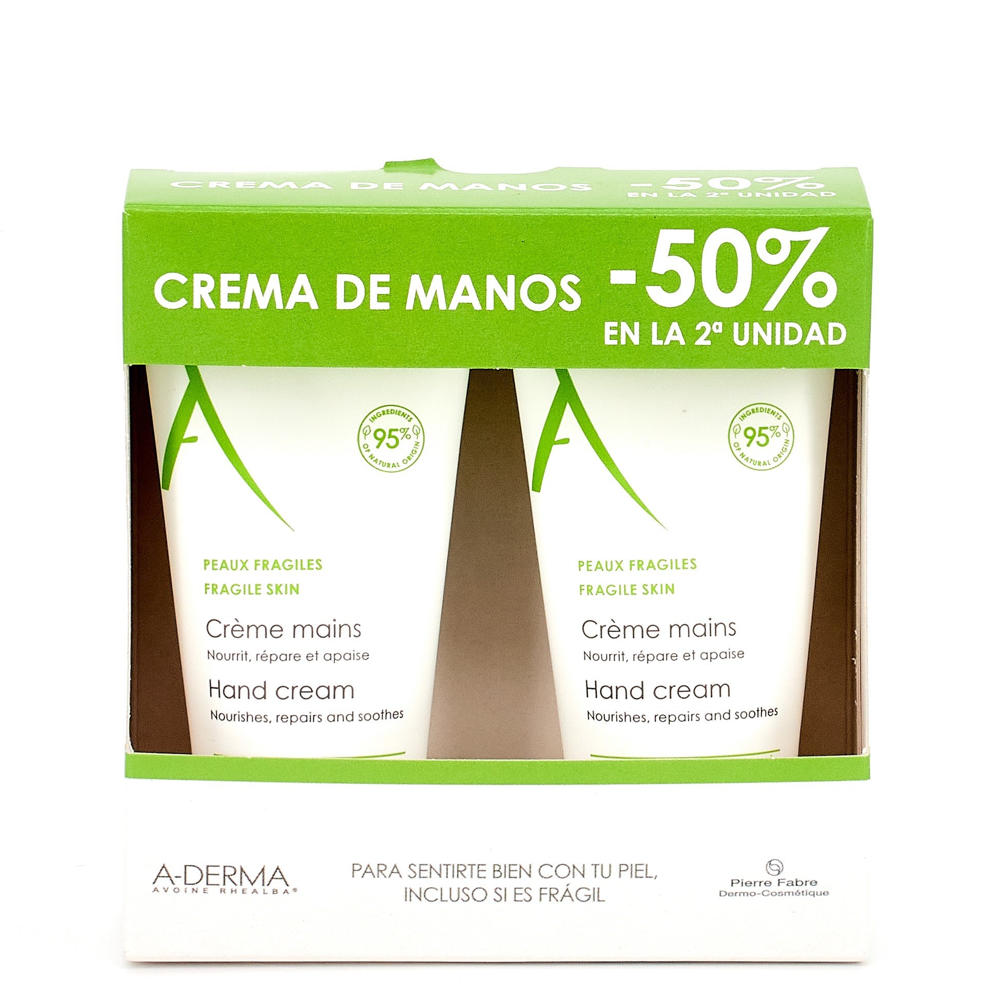 A-Derma Crema de manos Duplo, 2x50ml.