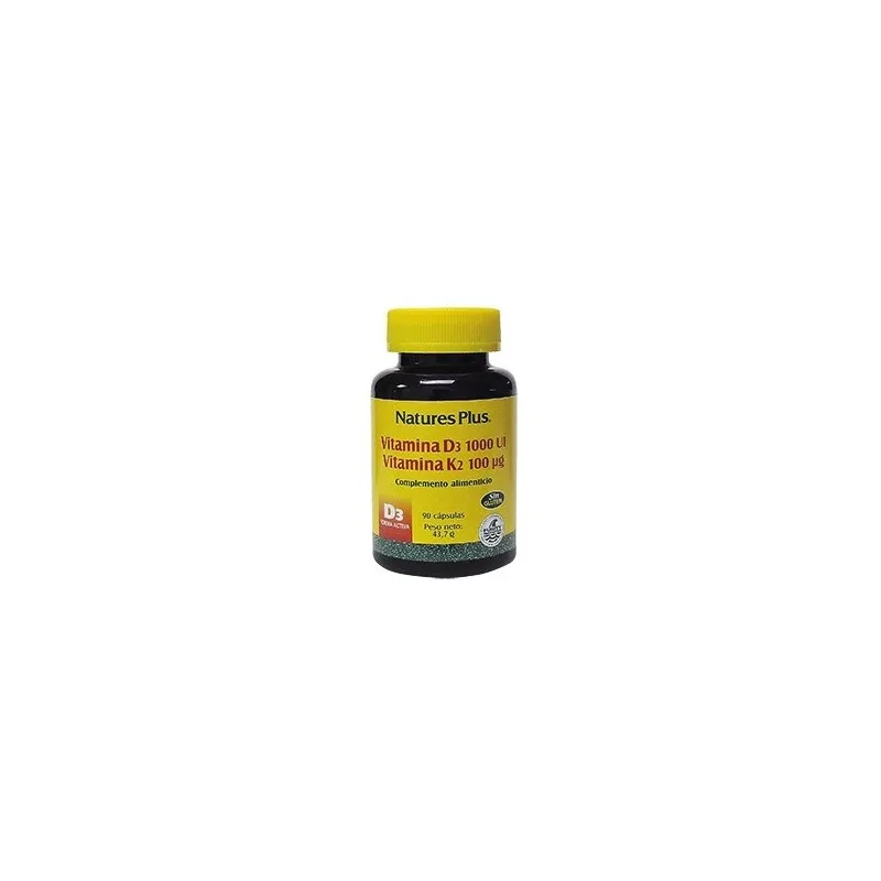 Natures Plus Vitamina D3-Vitamina K2, 90 cápsulas.