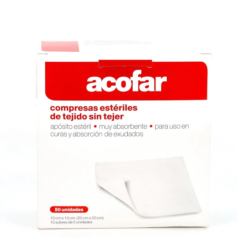 Acofar compresas estériles sin tejer, 50U. Acofar compresas estériles sin tejer, 50U.