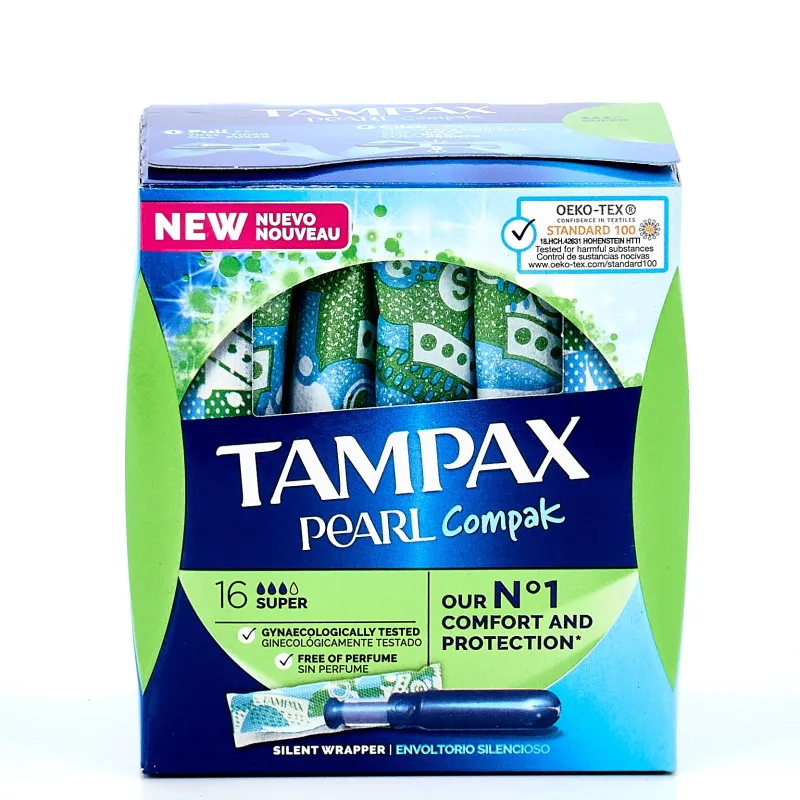 Tampax Compak Pearl Super, 16 Tampones. Tampax Compak Pearl Super, 16 Tampones.
