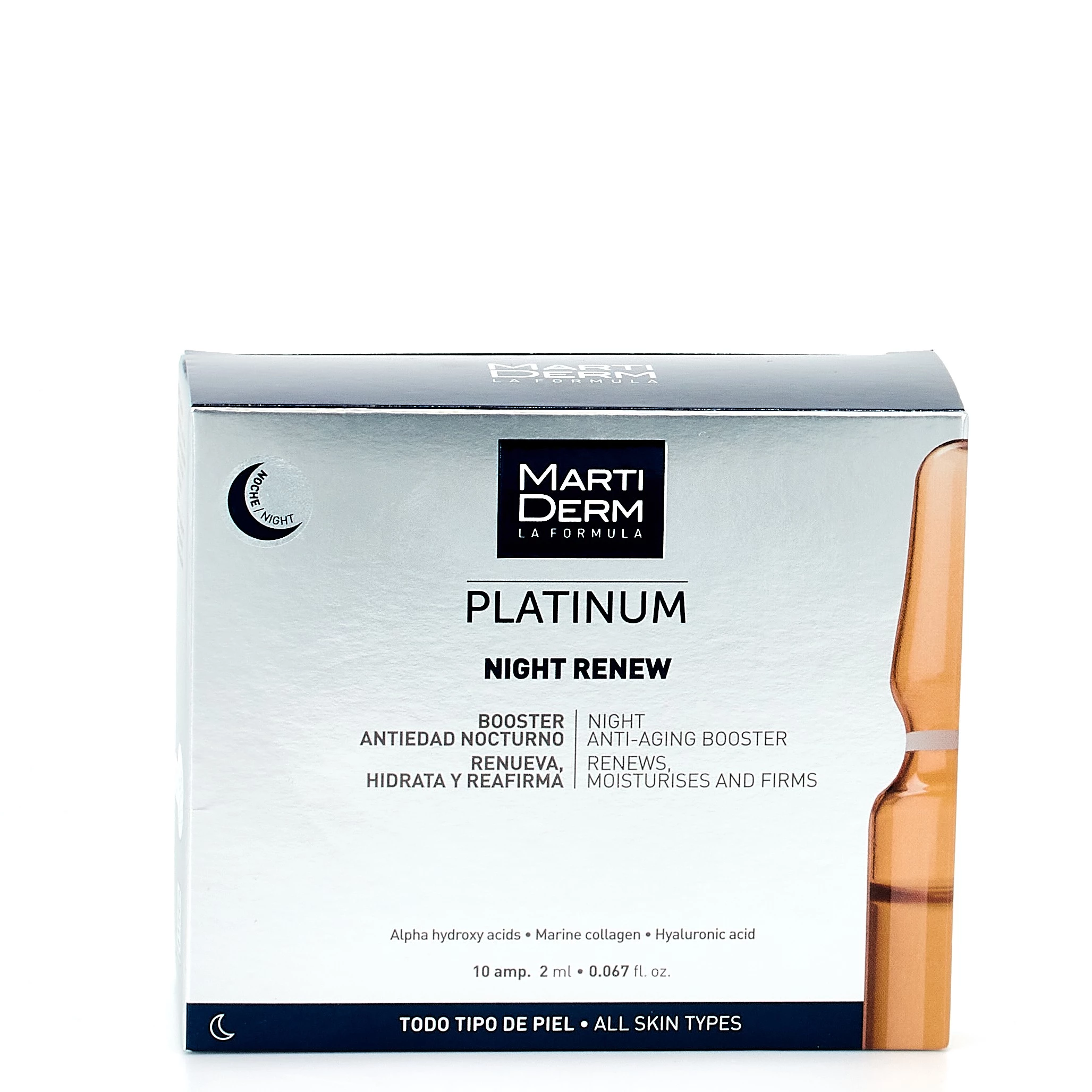 Martiderm Platimun Night Renew (Alfa-peeling), 10 Ampollas.