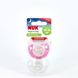 NUK Chupete Silicona Noche 18-36m, 2 Ud.