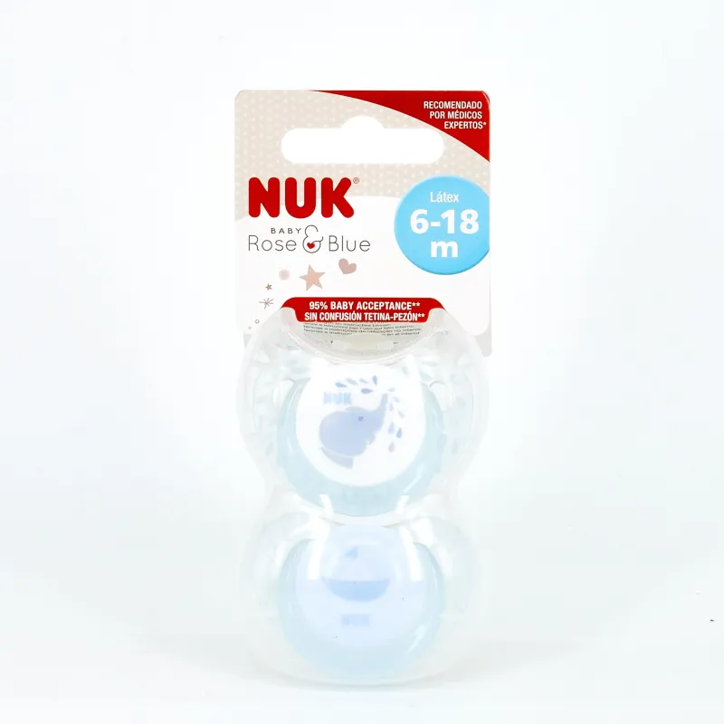 NUK Chupete Latex Azul T2, 2 Uds. NUK Chupete Latex Azul T2, 2 Uds.