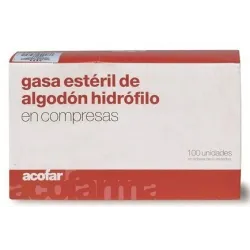 favorite_border ACOFAR Gasa esteril algodon hidrofilo en compresas, 100 unidades.