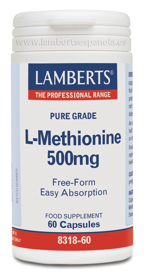 LAMBERTS L-Metionina 500 mg, 60 cápsulas.