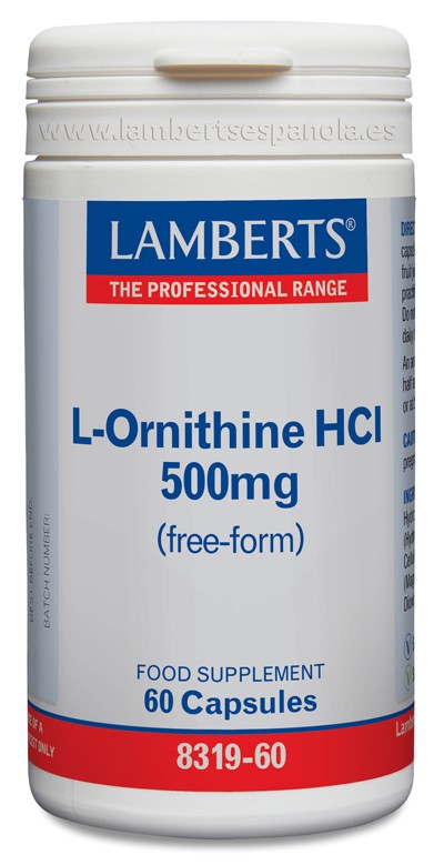 LAMBERTS L-Ornitina 500 mg, 60 cápsulas.