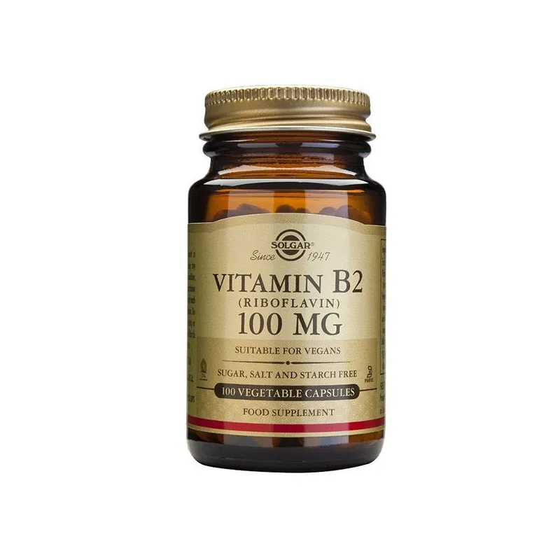 Solgar Vit B2 (Riboflavina) 100 mg, 100 Cápsulas Vegetales.