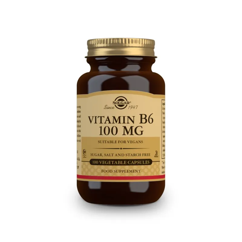 Solgar Vit B6 (Piridoxina) 100 mg, 100 Cápsulas Vegetales.