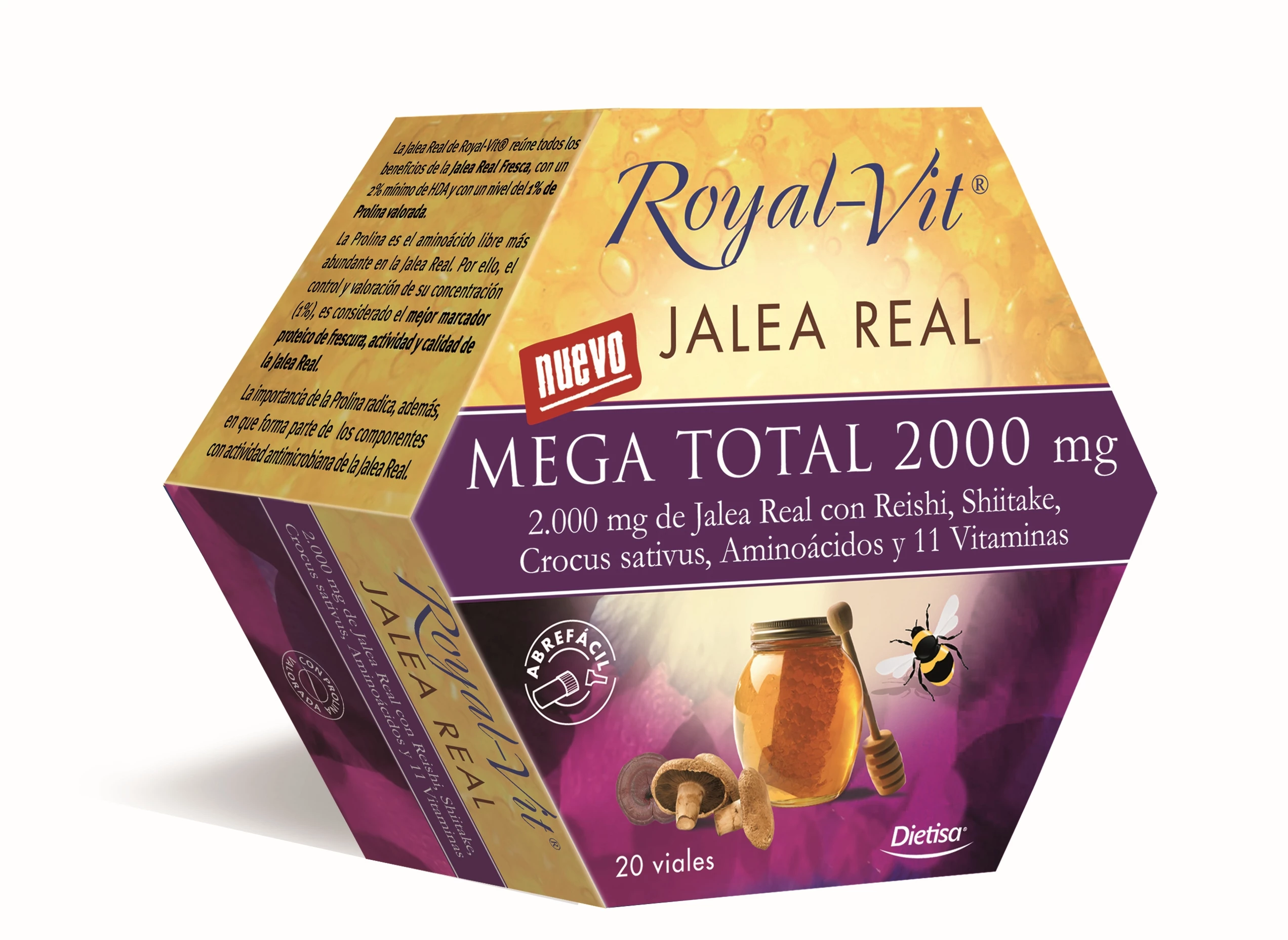 Royal Vit Jalea Real Mega Total 2000mg, 20 Viales. Energía y salud. 