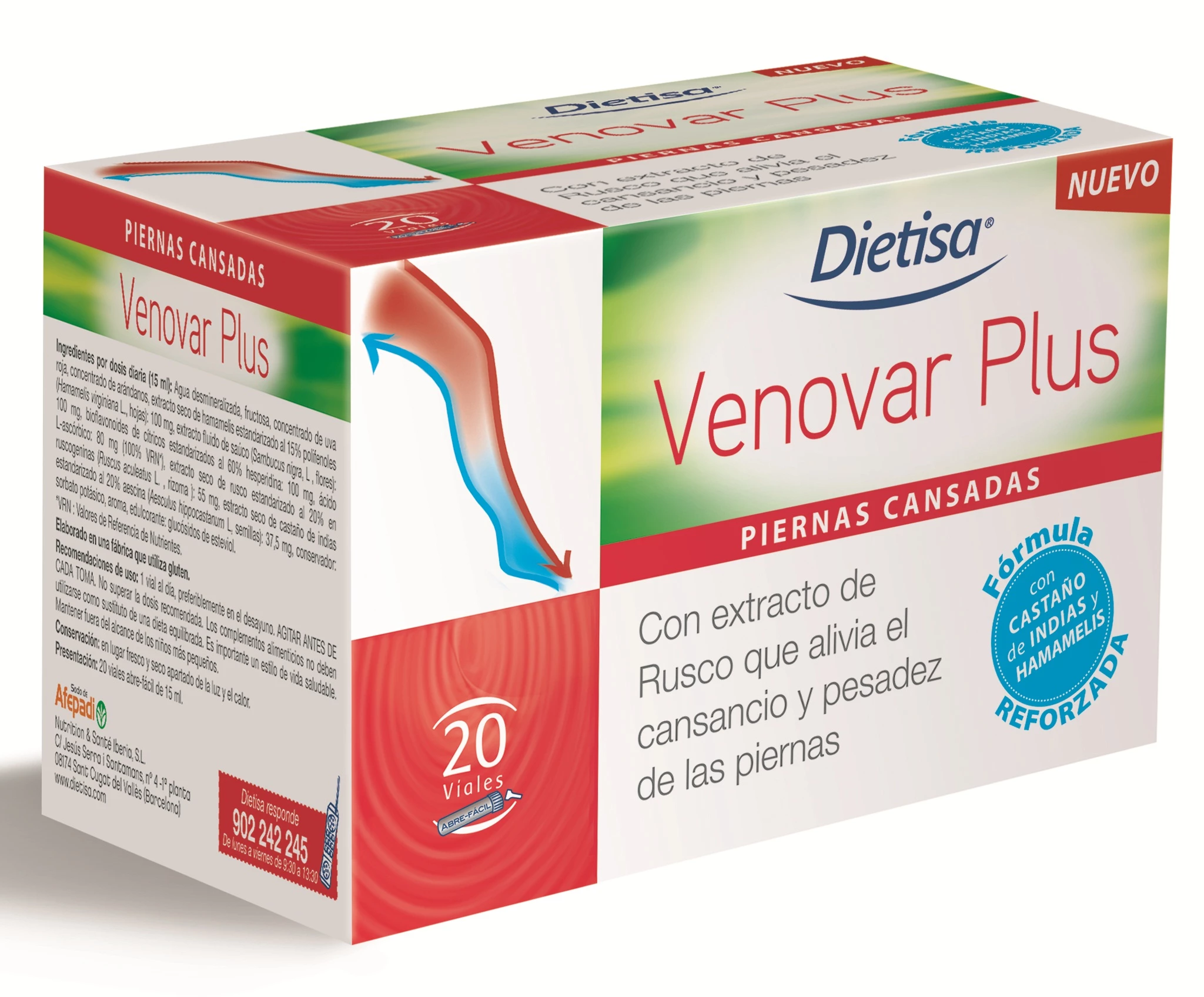 Dietisa Venovar Plus Ayuda a disminuir el cansancio de las piernas