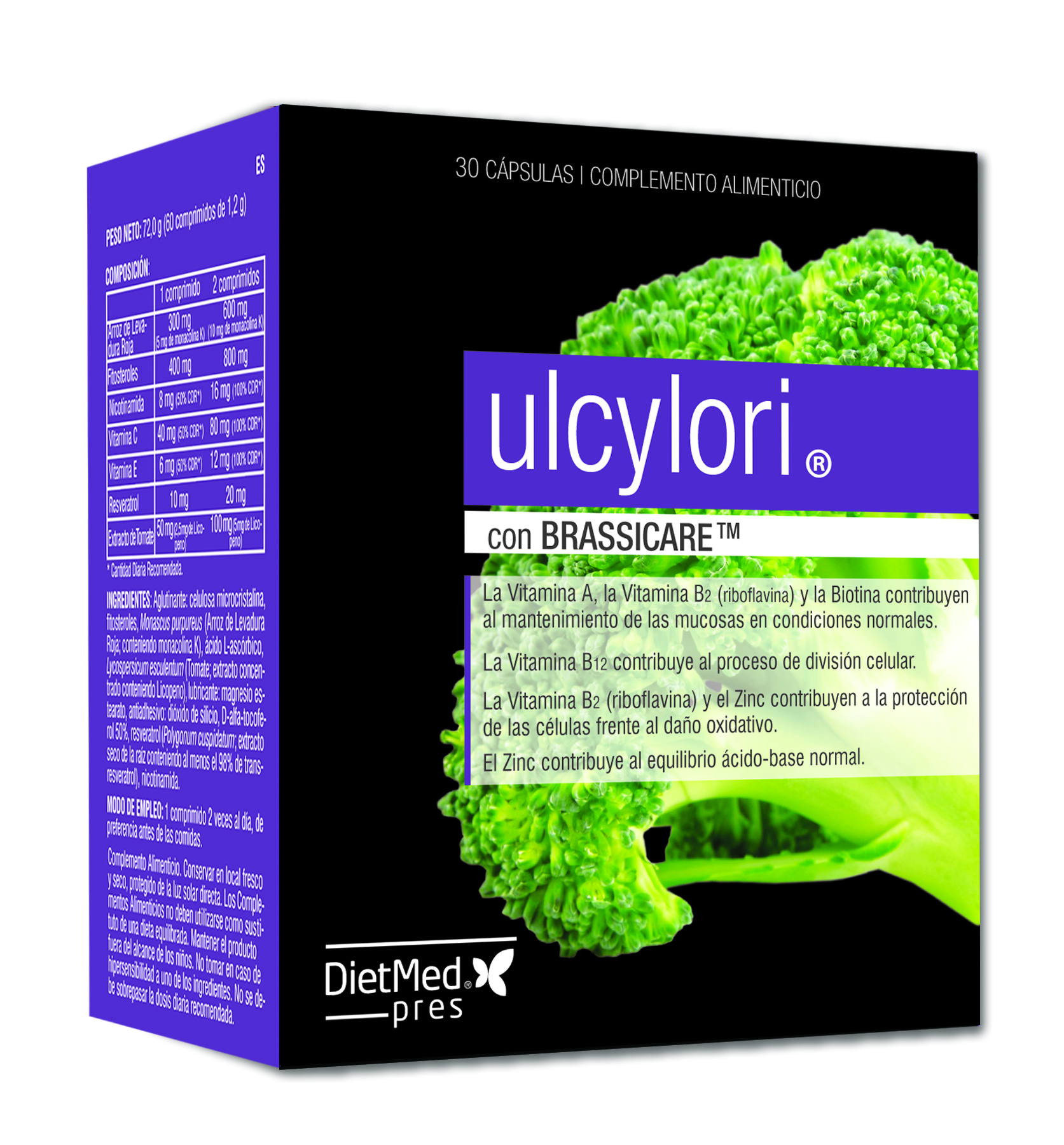 DietMed Ulcylori con Brassicare, 30 Cápsulas Acción antiácida