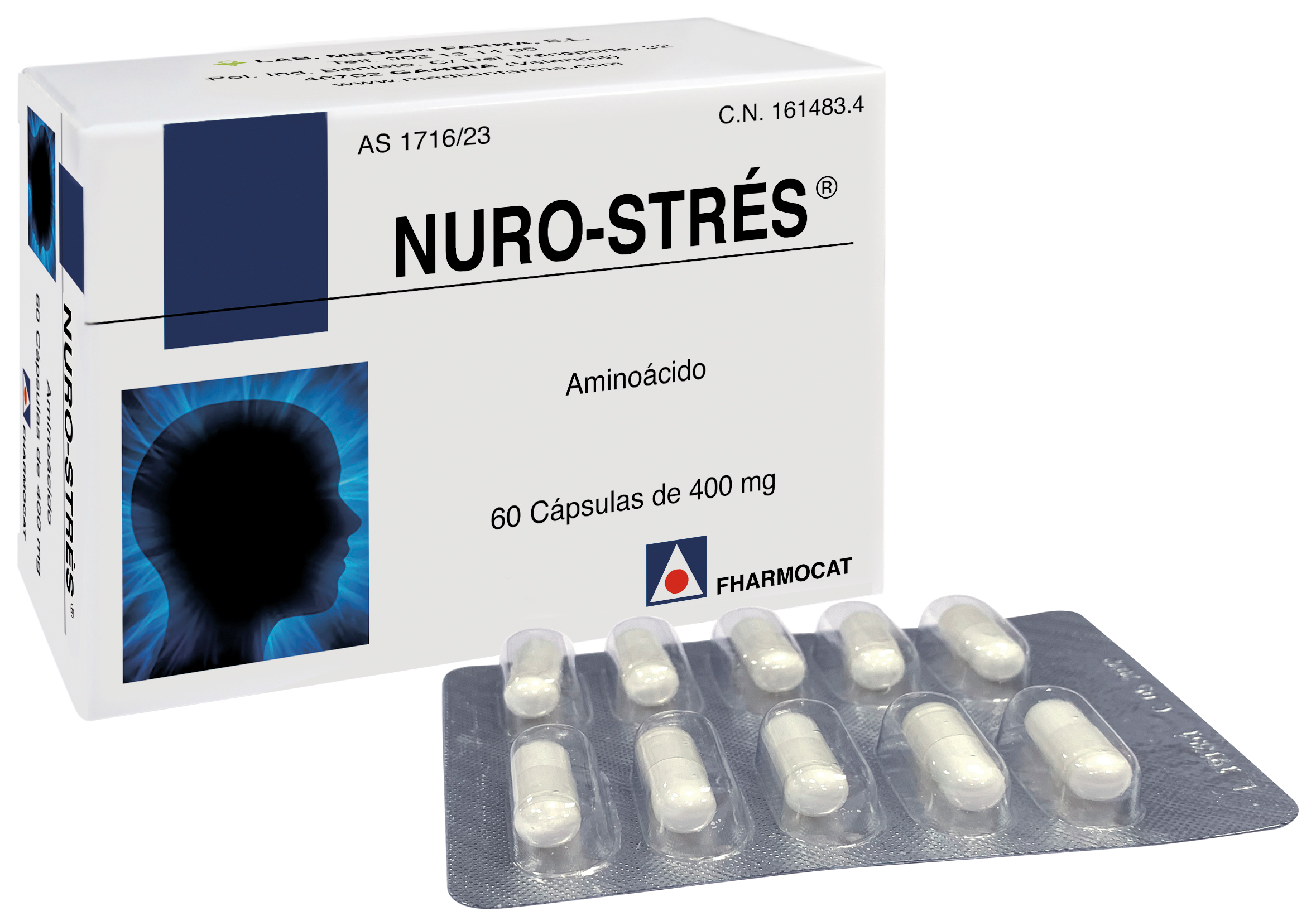 Fharmocat Neuro-stres 300 mg, 60 cápsulas| Farmacia Barata