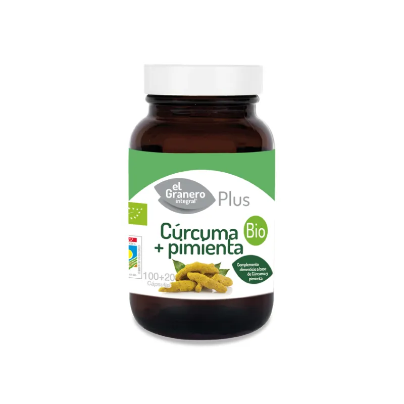 El Granero Integral Plus Cúrcuma + Pimienta BIO, 100 + 20 Cápsulas