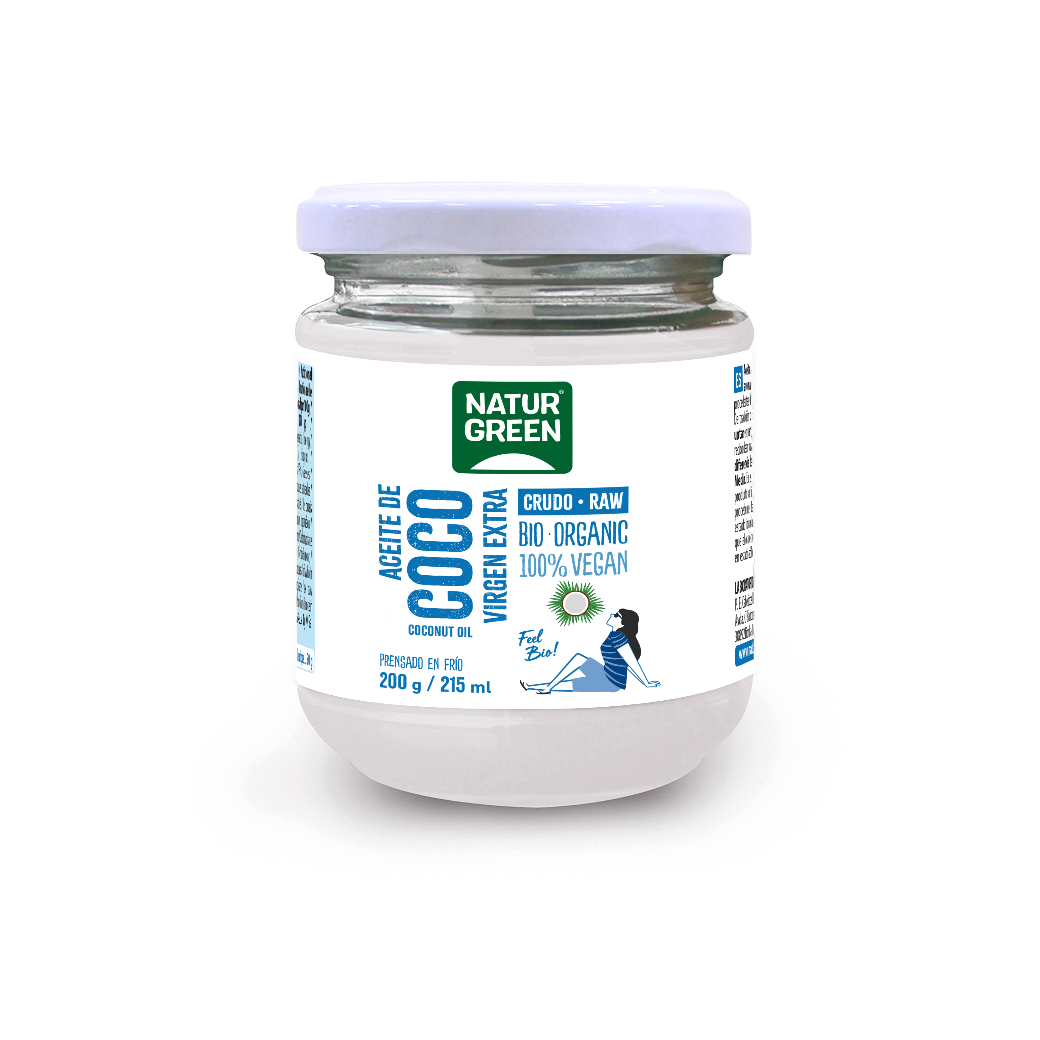 NaturGreen Aceite de coco virgen, 200 g Alimentación saludable