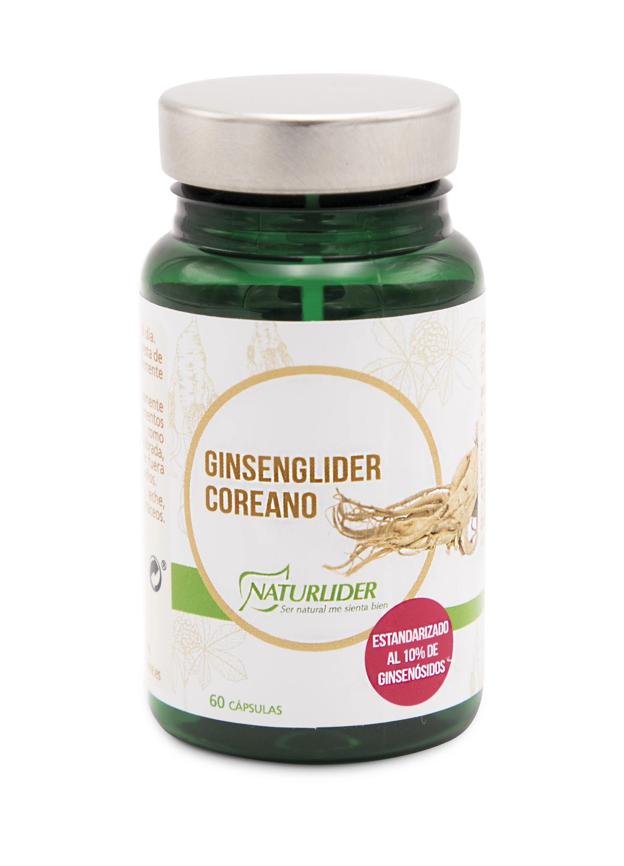 Naturlider Ginsenglider coreano STD, 60 vegicaps. Revitalizante.