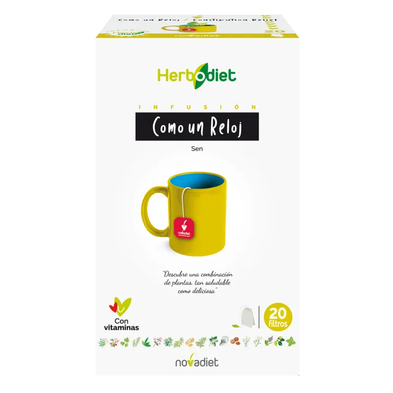 Novadiet Herbodiet Infusión Como un reloj, 20 filtros Acción laxante Novadiet Herbodiet Infusión Como un reloj, 20 filtros Acción laxante