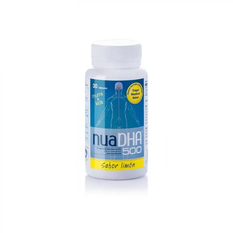 NuaDHA 500mg sabor limón, 30 cápsulas masticables Salud visual