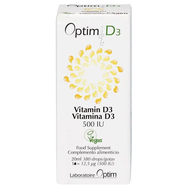 Optim Vitamina D3 500 UI, 20 ml. 100% natural.