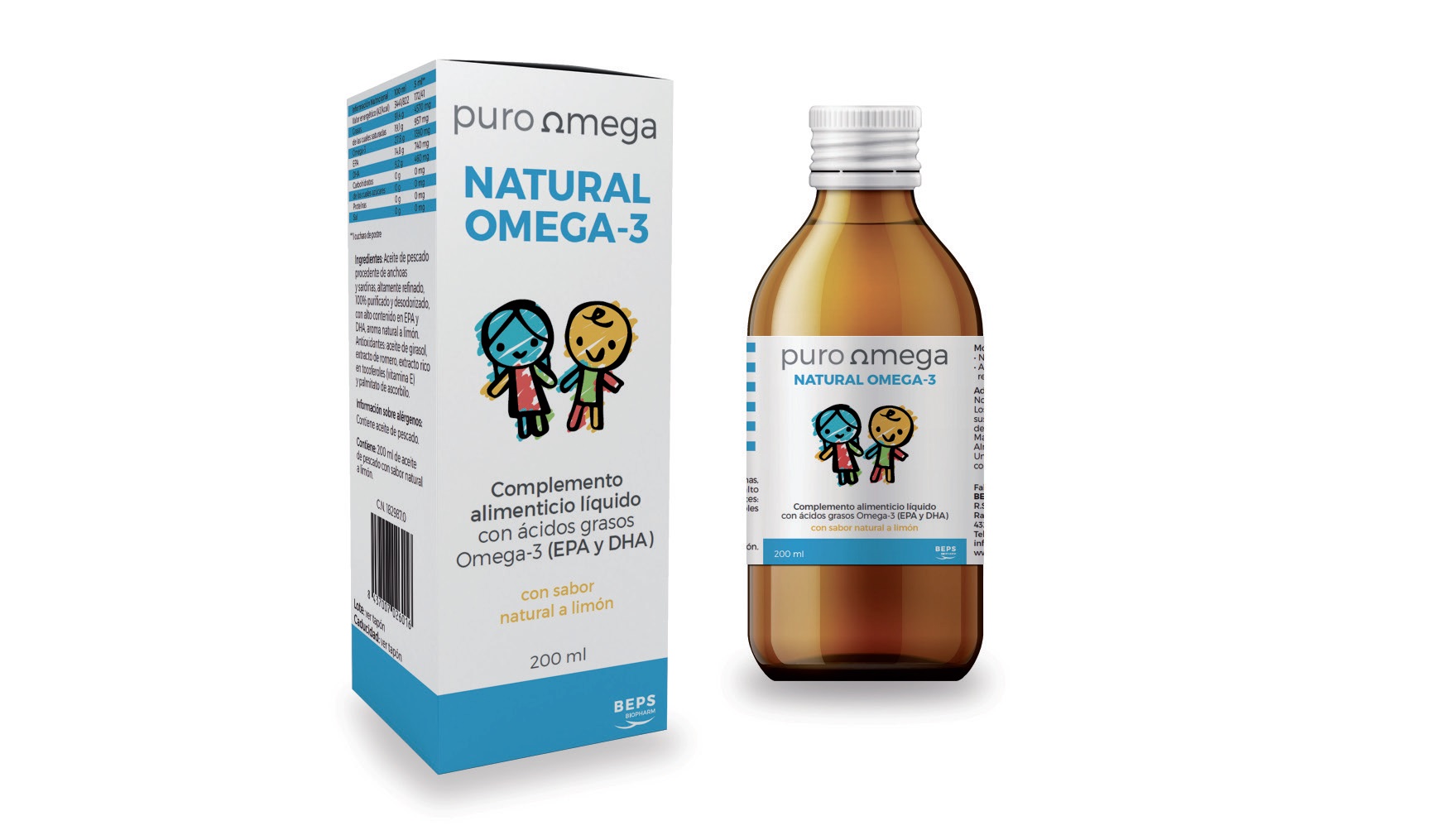 Puro Omega Natural Omega 3 Niños, 200 ml Salud de los niños