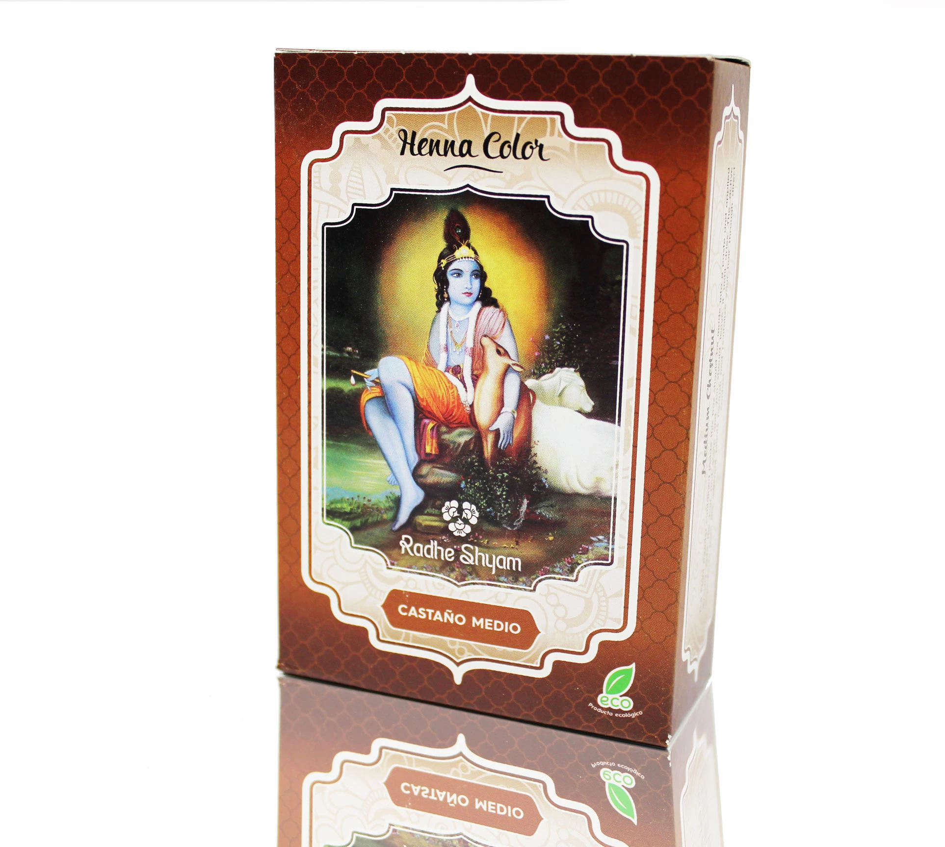 Radhe Shyam Henna Castaño Medio Polvo, 100 g. Tinte natural.