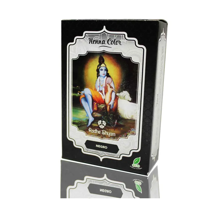 Radhe Shyam Henna polvo color negro, 100 g. Belleza natural.  