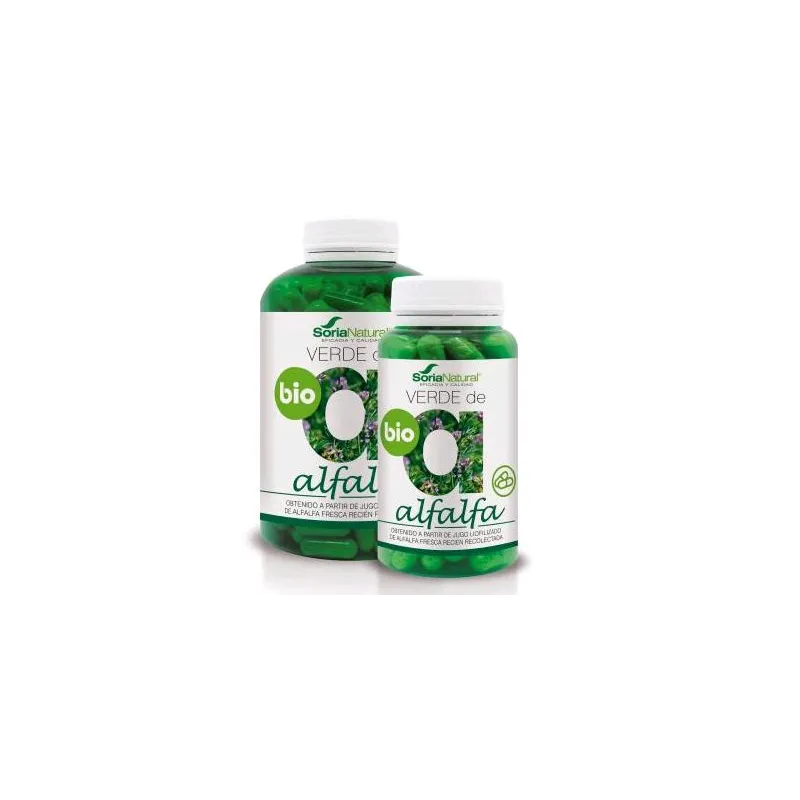 Soria Natural Verde de Alfalfa BIO 630 mg, 240 Cápsulas. 