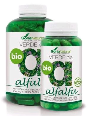 Soria Natural Verde de Alfalfa BIO 630 mg, 240 Cápsulas. 