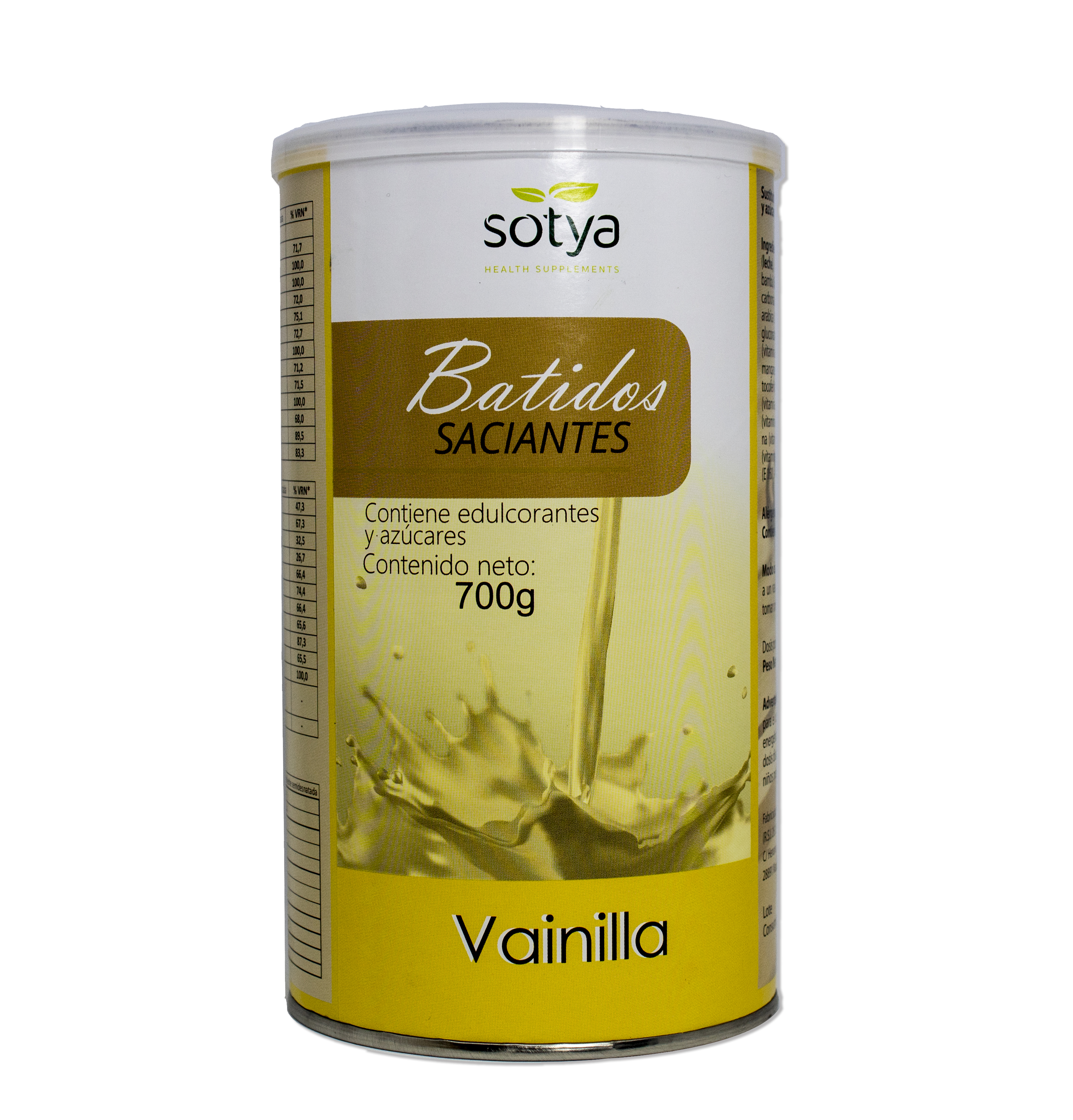 Sotya Batidos Saciantes Sabor Vainilla, 700 g Fórmula instantánea