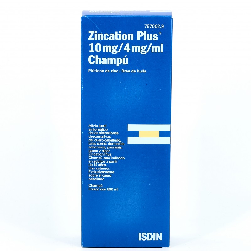 ZINCATION PLUS 10 mg/ml + 4 mg/ml CHAMPU MEDICINAL 1 FRASCO 500 ml  DERMATITIS