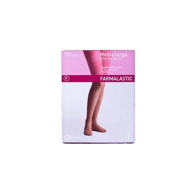 Farmalastic Media Larga Compresión Fuerte Blonda Talla G, 1 par Farmalastic Media Larga Compresión Fuerte Blonda Talla G, 1 par