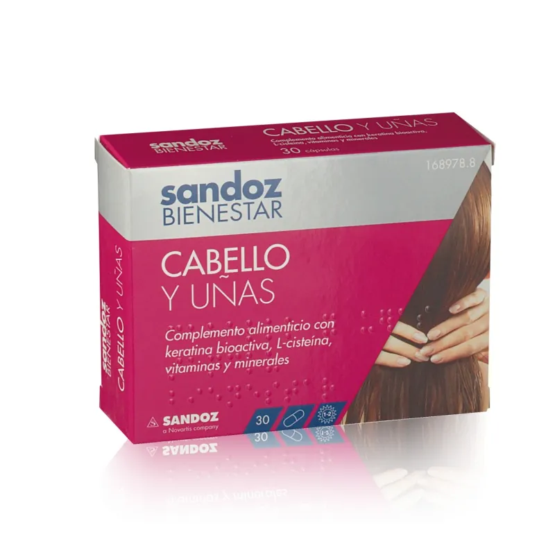Sandoz Bienestar cabello y Uñas, 30 Cápsulas Sandoz Bienestar cabello y Uñas, 30 Cápsulas