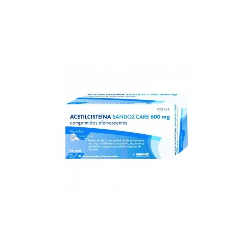 Acetilcisteina Sandoz Care 600 mg, 10 Comprimidos Efervescentes. Acetilcisteina Sandoz Care 600 mg, 10 Comprimidos Efervescentes.
