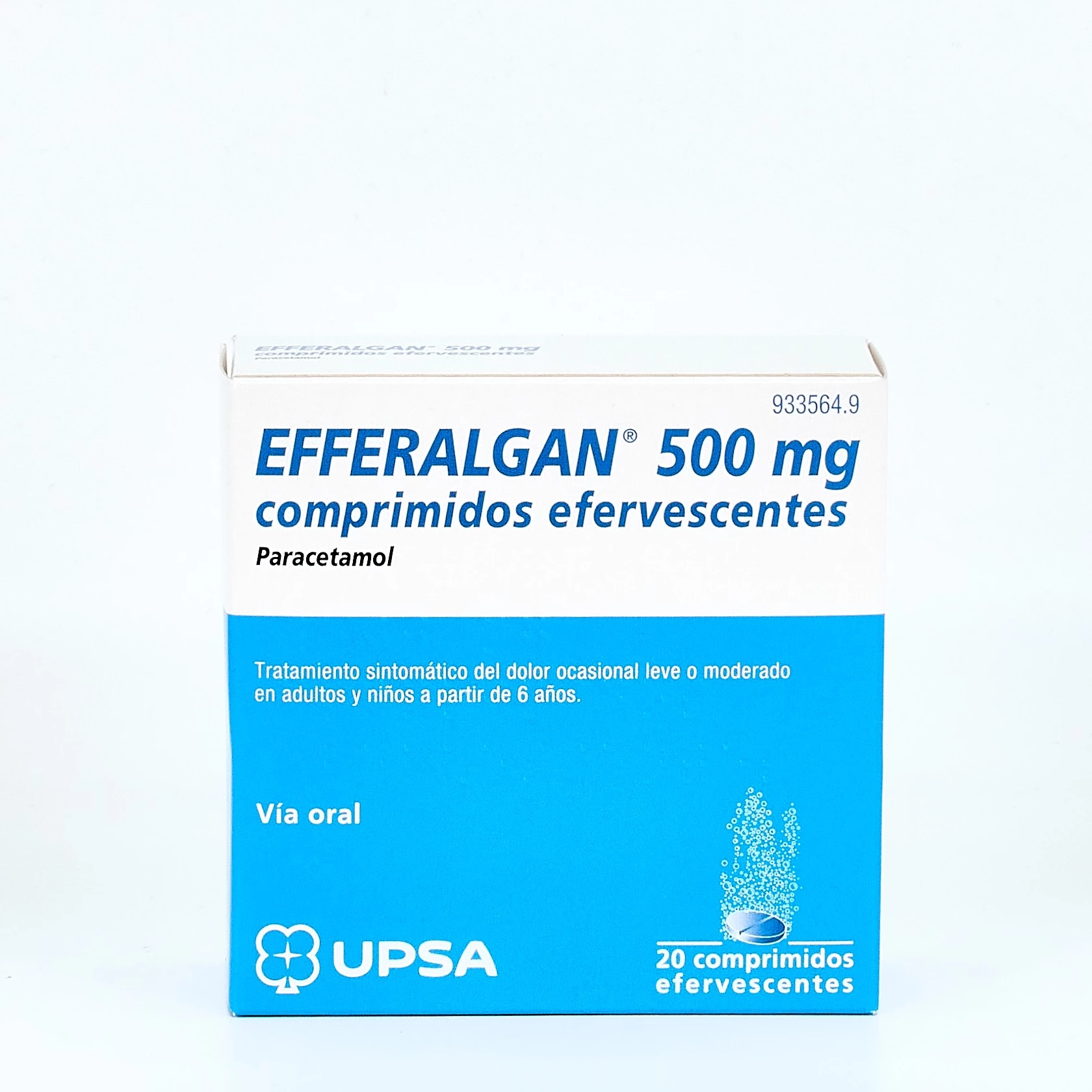 Efferalgan 500 mg, 20 Comprimidos Efervescentes.