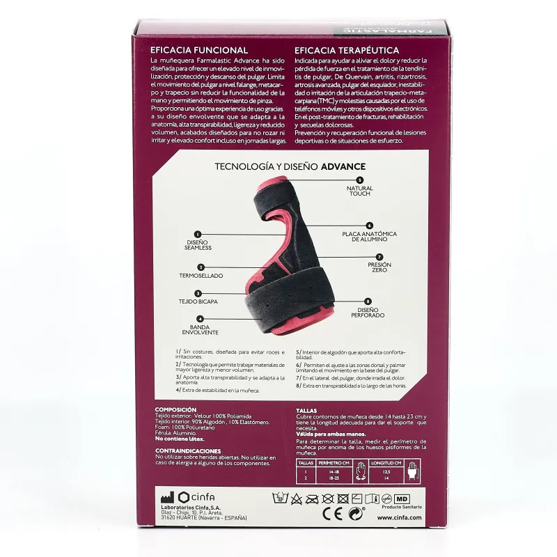 Farmalastic Advance Muñequera Inmovilizadora Pulgar T2, 1Ud Farmalastic Advance Muñequera Inmovilizadora Pulgar T2, 1Ud